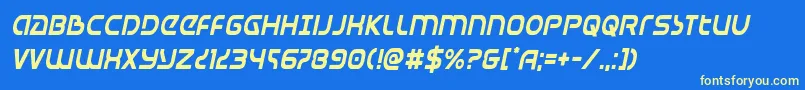Universaljackcondital Font – Yellow Fonts on Blue Background