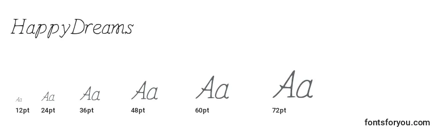 HappyDreams Font Sizes