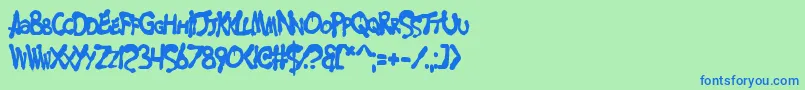 MerseyCowboyフォントについての詳細 フォントMerseyCowboy – 青い文字は緑の背景です。