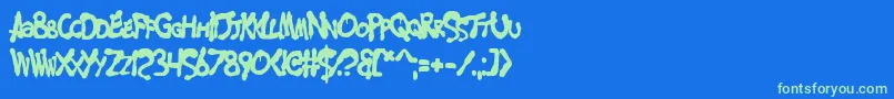 MerseyCowboy-Schriftart – Grüne Schriften auf blauem Hintergrund