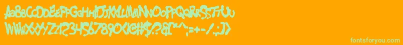 MerseyCowboy-Schriftart – Grüne Schriften auf orangefarbenem Hintergrund