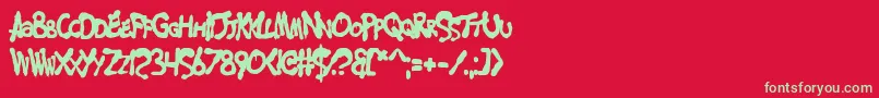 フォントMerseyCowboy – 赤い背景に緑の文字