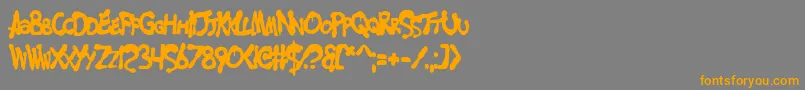 MerseyCowboyフォントについての詳細 フォントMerseyCowboy – オレンジの文字は灰色の背景にあります。