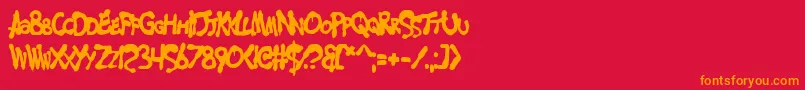 フォントMerseyCowboy – 赤い背景にオレンジの文字