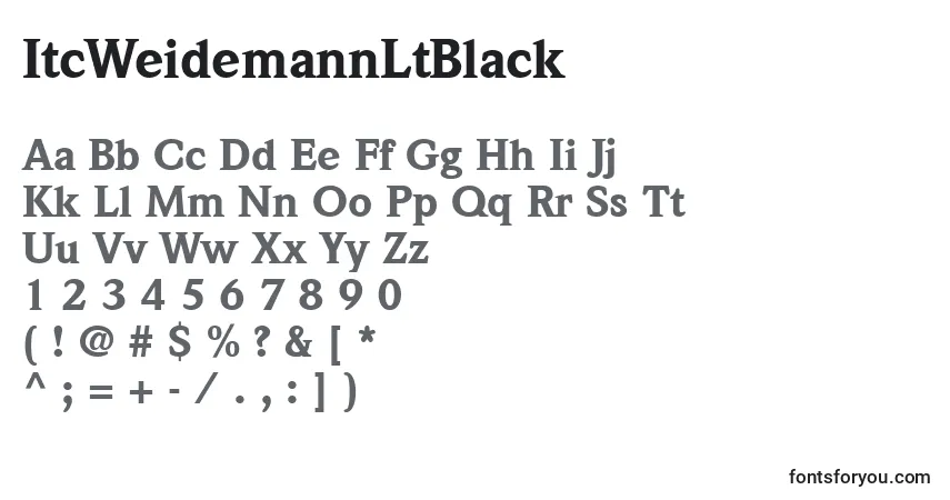 A fonte ItcWeidemannLtBlack – alfabeto, números, caracteres especiais