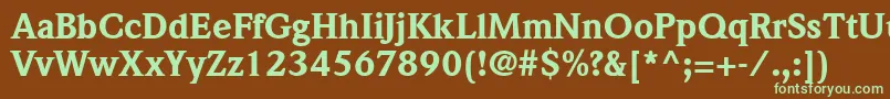 フォントItcWeidemannLtBlack – 緑色の文字が茶色の背景にあります。