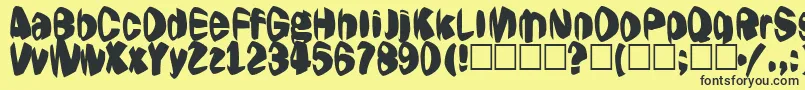 Jestering-Schriftart – Schwarze Schriften auf gelbem Hintergrund