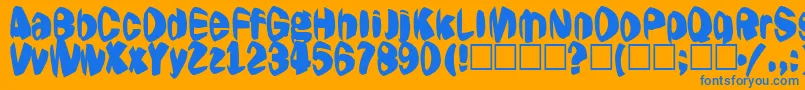 Jestering Font – Blue Fonts on Orange Background