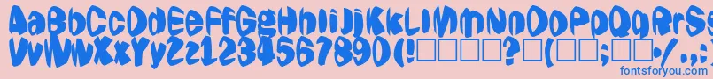 Jestering Font – Blue Fonts on Pink Background