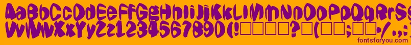 Jestering-Schriftart – Violette Schriften auf orangefarbenem Hintergrund