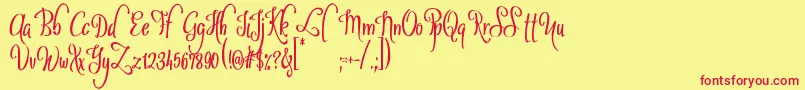 Fonte SybeliaDemo – fontes vermelhas em um fundo amarelo