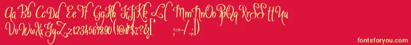 Fonte SybeliaDemo – fontes amarelas em um fundo vermelho