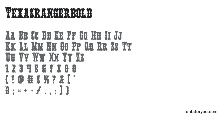 Czcionka Texasrangerbold – alfabet, cyfry, specjalne znaki