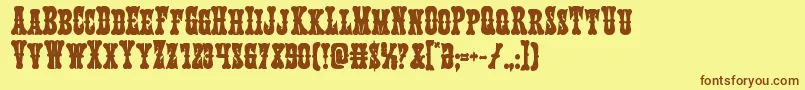 フォントTexasrangerbold – 茶色の文字が黄色の背景にあります。