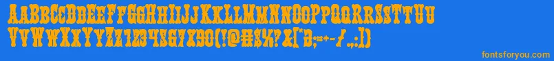 Texasrangerbold Font – Orange Fonts on Blue Background