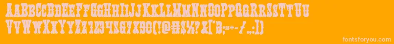 Texasrangerbold-Schriftart – Rosa Schriften auf orangefarbenem Hintergrund