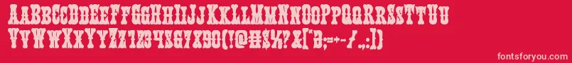 Texasrangerbold-fontti – vaaleanpunaiset fontit punaisella taustalla