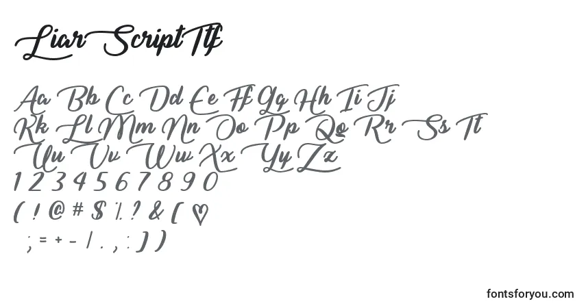 Schriftart LiarScriptTtf – Alphabet, Zahlen, spezielle Symbole