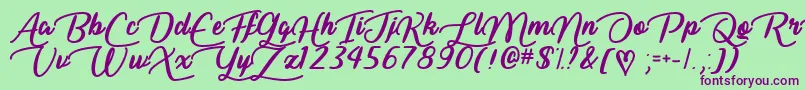 LiarScriptTtf Font – Purple Fonts on Green Background