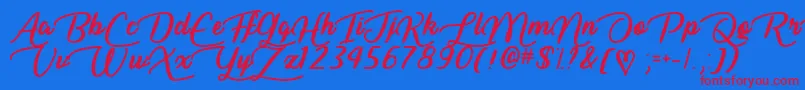 LiarScriptTtf Font – Red Fonts on Blue Background