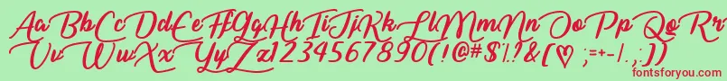 フォントLiarScriptTtf – 赤い文字の緑の背景