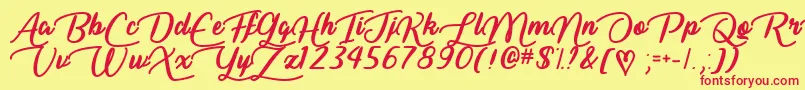 LiarScriptTtf Font – Red Fonts on Yellow Background