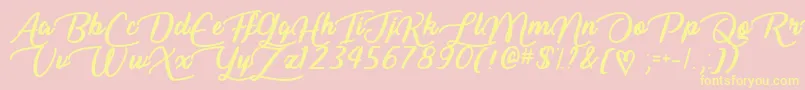 LiarScriptTtf-Schriftart – Gelbe Schriften auf rosa Hintergrund