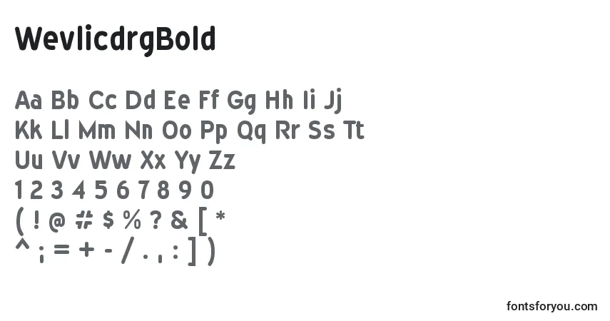 A fonte WevlicdrgBold – alfabeto, números, caracteres especiais