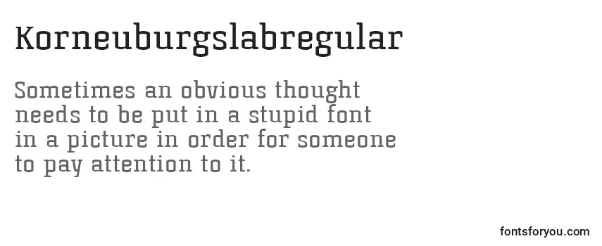 Review of the Korneuburgslabregular Font