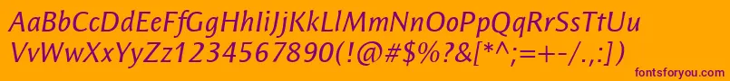 Шрифт ResavskabgsansItalic – фиолетовые шрифты на оранжевом фоне