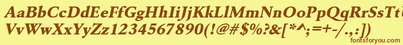 UrwgaramondtextbolwidOblique Font – Brown Fonts on Yellow Background