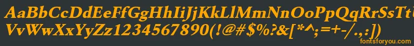 Шрифт UrwgaramondtextbolwidOblique – оранжевые шрифты на чёрном фоне