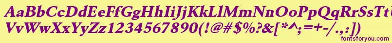 Police UrwgaramondtextbolwidOblique – polices violettes sur fond jaune