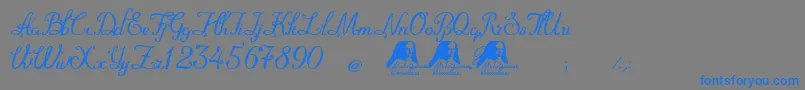 MadreSuperiora-Schriftart – Blaue Schriften auf grauem Hintergrund