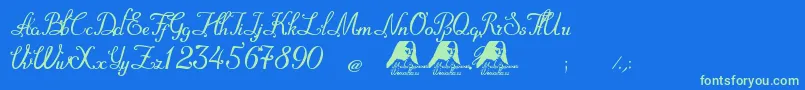 MadreSuperiora Font – Green Fonts on Blue Background