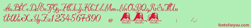MadreSuperiora-Schriftart – Rote Schriften auf grünem Hintergrund