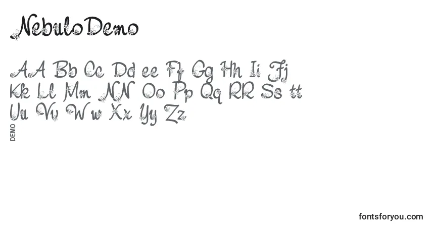 Schriftart NebuloDemo (104837) – Alphabet, Zahlen, spezielle Symbole