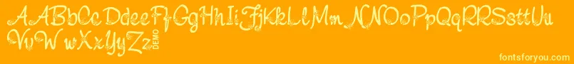 NebuloDemo-Schriftart – Gelbe Schriften auf orangefarbenem Hintergrund