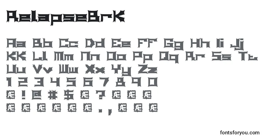 Czcionka RelapseBrk – alfabet, cyfry, specjalne znaki