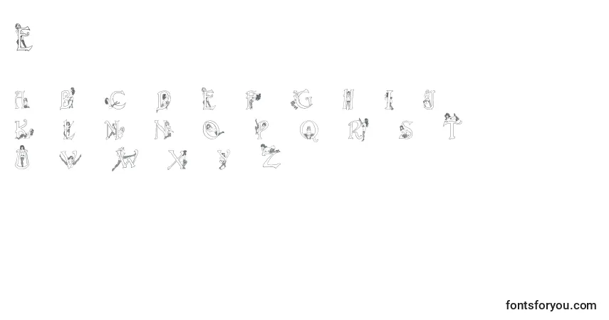 Schriftart Eroticapsoutline – Alphabet, Zahlen, spezielle Symbole