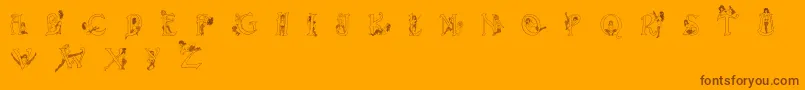 Eroticapsoutline-Schriftart – Braune Schriften auf orangefarbenem Hintergrund