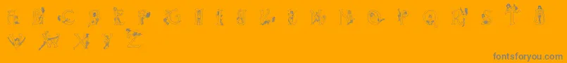 Eroticapsoutline-Schriftart – Graue Schriften auf orangefarbenem Hintergrund