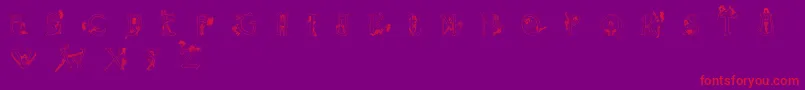 Eroticapsoutline-Schriftart – Rote Schriften auf violettem Hintergrund