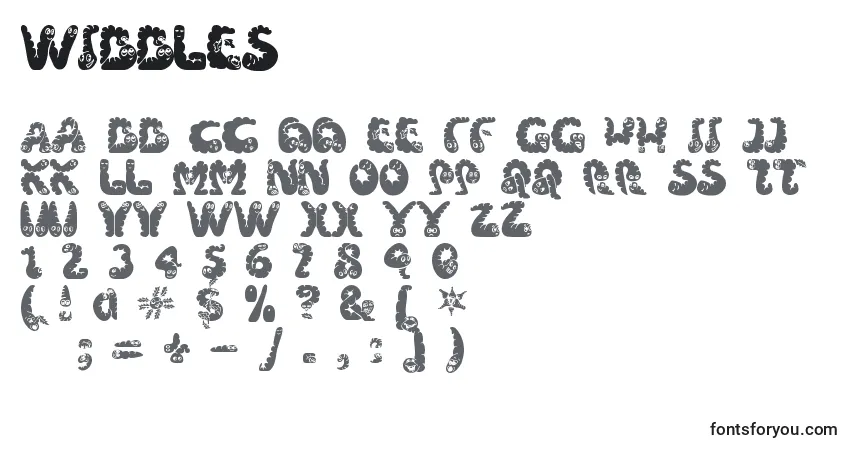Czcionka Wibbles – alfabet, cyfry, specjalne znaki