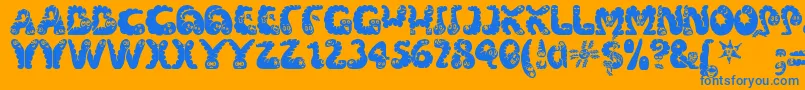 Wibbles-Schriftart – Blaue Schriften auf orangefarbenem Hintergrund