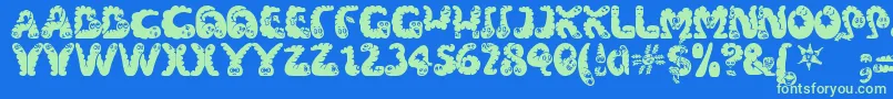 Wibbles Font – Green Fonts on Blue Background