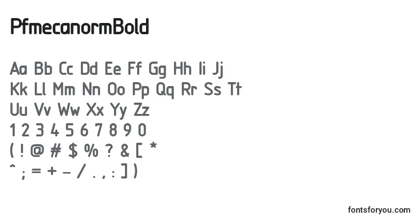 A fonte PfmecanormBold – alfabeto, números, caracteres especiais