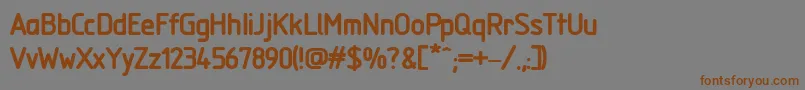 PfmecanormBoldフォントについての詳細 フォントPfmecanormBold – 茶色の文字が灰色の背景にあります。