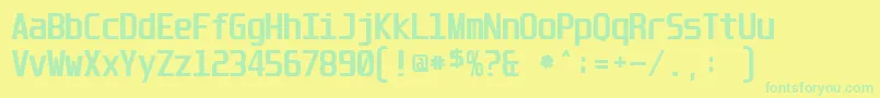 Fonte UnispaceBold – fontes verdes em um fundo amarelo