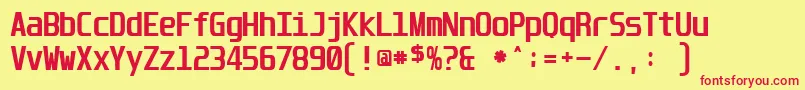 UnispaceBold Font – Red Fonts on Yellow Background